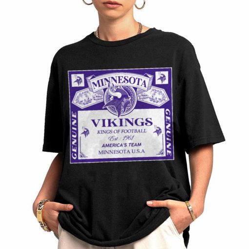 T Shirt Women 0 DSBEER21 Kings Of Football Funny Budweiser Genuine Minnesota Vikings T Shirt
