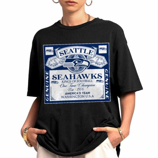 T Shirt Women 0 DSBEER29 Kings Of Football Funny Budweiser Genuine Seattle Seahawks T Shirt