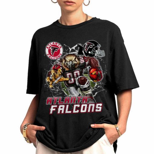 T Shirt Women 0 DSMC0202 Mascot Breaking Through Wall Atlanta Falcons T Shirt