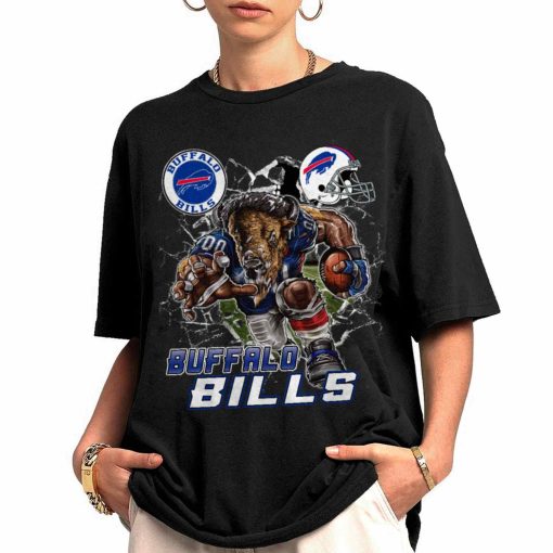 T Shirt Women 0 DSMC0204 Mascot Breaking Through Wall Buffalo Bills T Shirt
