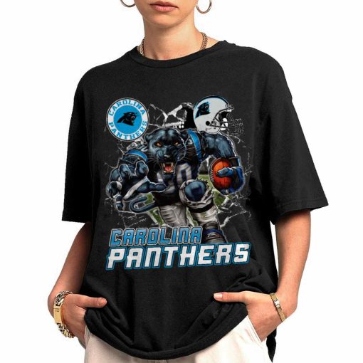 T Shirt Women 0 DSMC0205 Mascot Breaking Through Wall Carolina Panthers T Shirt