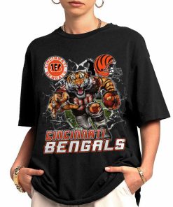 T Shirt Women 0 DSMC0207 Mascot Breaking Through Wall Cincinnati Bengals T Shirt
