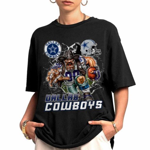 T Shirt Women 0 DSMC0209 Mascot Breaking Through Wall Dallas Cowboys T Shirt