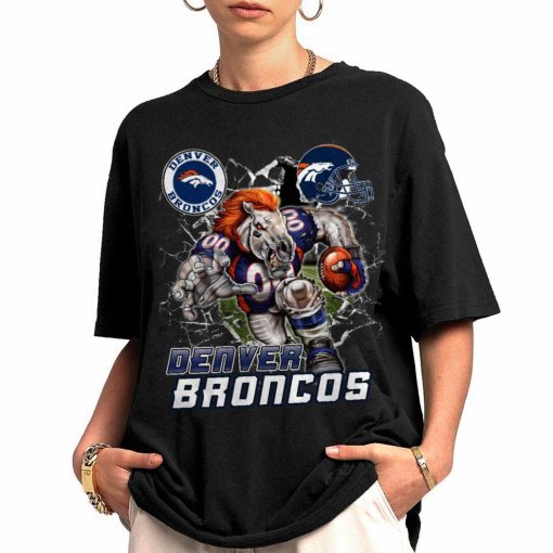 T Shirt Women 0 DSMC0210 Mascot Breaking Through Wall Denver Broncos T Shirt