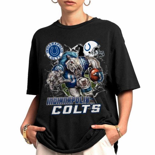 T Shirt Women 0 DSMC0214 Mascot Breaking Through Wall Indianapolis Colts T Shirt
