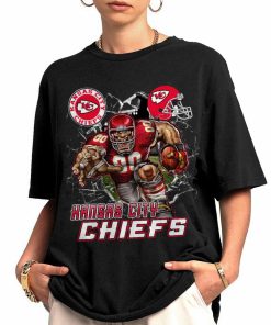 T Shirt Women 0 DSMC0216 Mascot Breaking Through Wall Kansas City Chiefs T Shirt