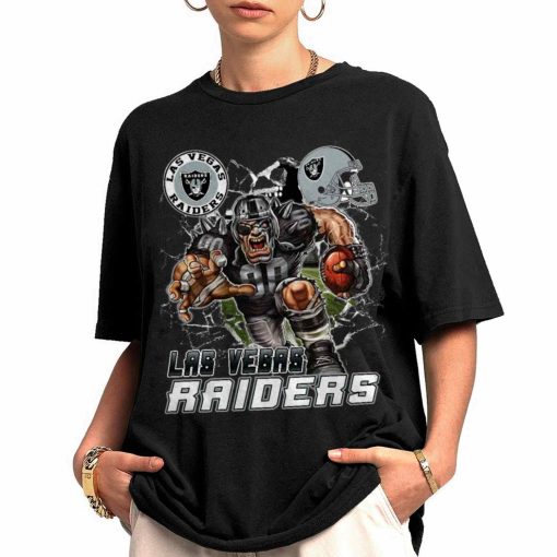 T Shirt Women 0 DSMC0217 Mascot Breaking Through Wall Las Vegas Raiders T Shirt