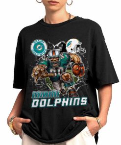 T Shirt Women 0 DSMC0220 Mascot Breaking Through Wall Miami Dolphins T Shirt
