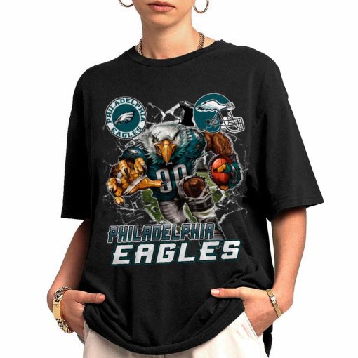 T Shirt Women 0 DSMC0226 Mascot Breaking Through Wall Philadelphia Eagles T Shirt