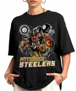 T Shirt Women 0 DSMC0227 Mascot Breaking Through Wall Pittsburgh Steelers T Shirt