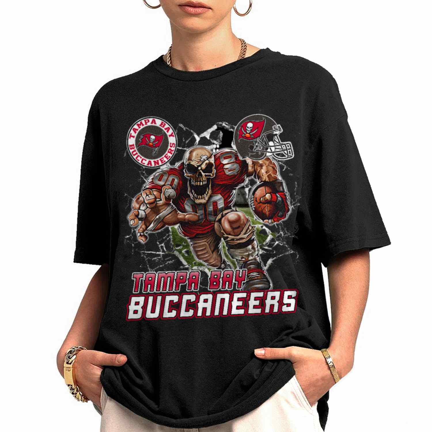 Mascot Breaking Through Wall Tampa Bay Buccaneers T-Shirt
