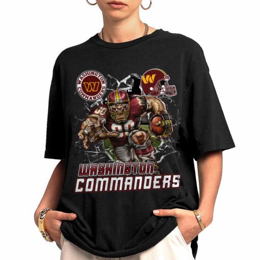 T Shirt Women 0 DSMC0231 Mascot Breaking Through Wall Washington Commanders T Shirt