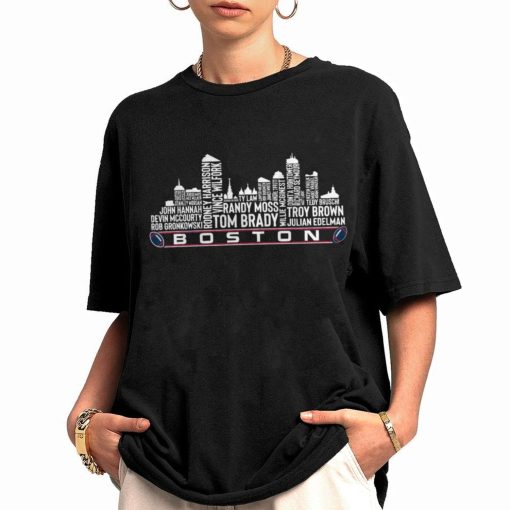 T Shirt Women 0 TSSK09 Boston All Time Legends Football City Skyline New England Patriots T Shirt