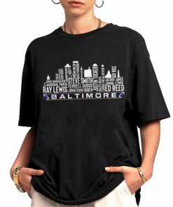 T Shirt Women 0 TSSK14 Baltimore All Time Legends Football City Skyline T Shirt