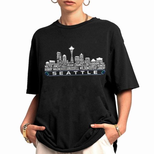 T Shirt Women 0 TSSK22 Seattle All Time Legends Football City Skyline T Shirt