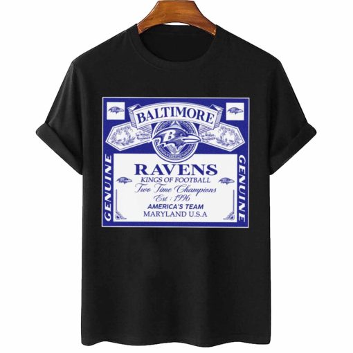 T Shirt Women 2 DSBEER03 Kings Of Football Funny Budweiser Genuine Baltimore Ravens T Shirt