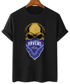 T Shirt Women 2 DSBN033 Skull Wear Bandana Baltimore Ravens T Shirt