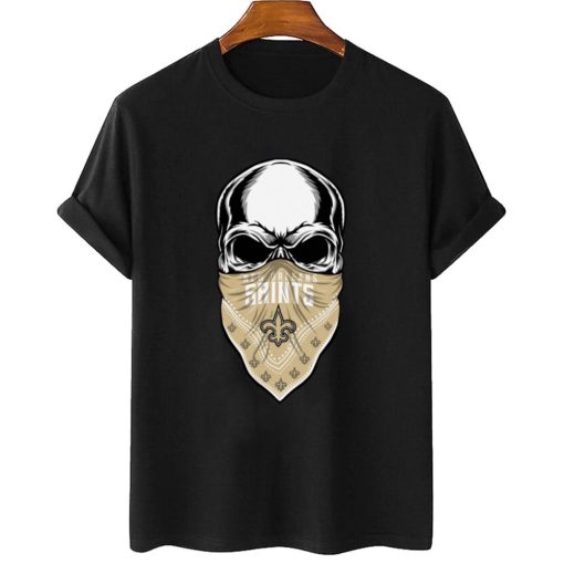 T Shirt Women 2 DSBN353 Skull Wear Bandana New Orleans Saints T Shirt