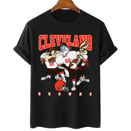 T Shirt Women 2 DSLT08 Cleveland Browns Bugs Bunny And Taz Player T Shirt