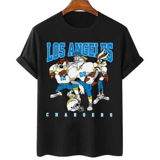T Shirt Women 2 DSLT18 Los Angeles Chargers Bugs Bunny And Taz Player T Shirt