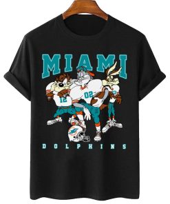 T Shirt Women 2 DSLT20 Miami Dolphins Bugs Bunny And Taz Player T Shirt