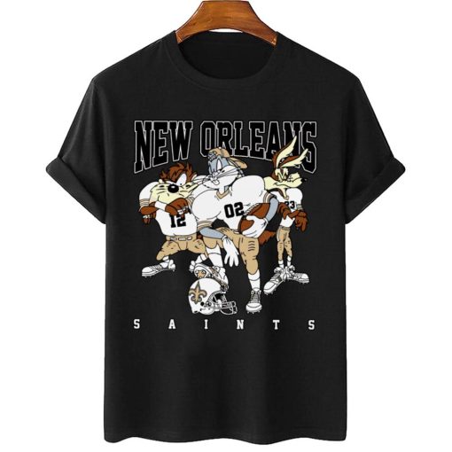 T Shirt Women 2 DSLT23 New Orleans Saints Bugs Bunny And Taz Player T Shirt