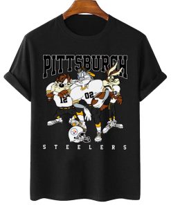 T Shirt Women 2 DSLT27 Pittsburgh Steelers Bugs Bunny And Taz Player T Shirt