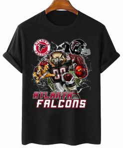 T Shirt Women 2 DSMC0202 Mascot Breaking Through Wall Atlanta Falcons T Shirt