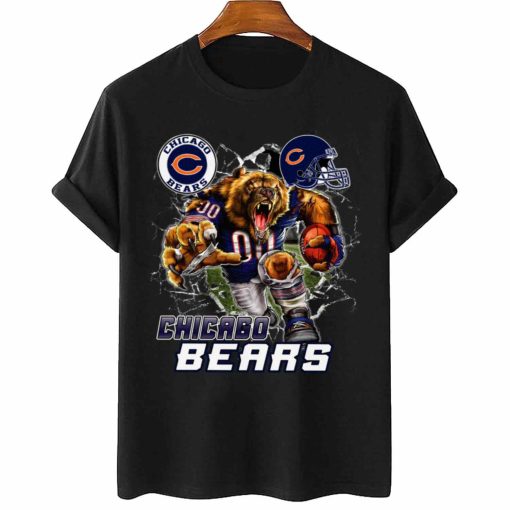 T Shirt Women 2 DSMC0206 Mascot Breaking Through Wall Chicago Bears T Shirt