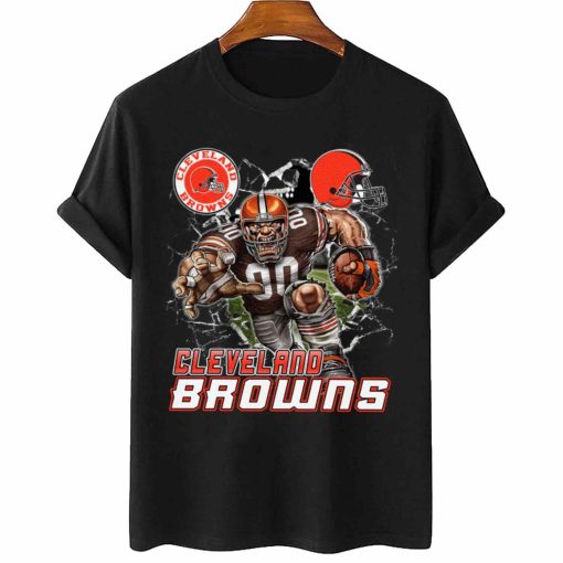 T Shirt Women 2 DSMC0208 Mascot Breaking Through Wall Cleveland Browns T Shirt