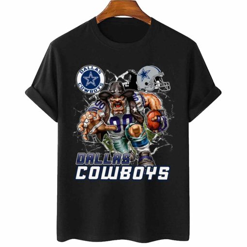 T Shirt Women 2 DSMC0209 Mascot Breaking Through Wall Dallas Cowboys T Shirt