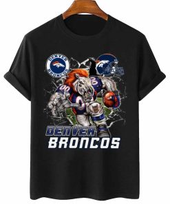 T Shirt Women 2 DSMC0210 Mascot Breaking Through Wall Denver Broncos T Shirt
