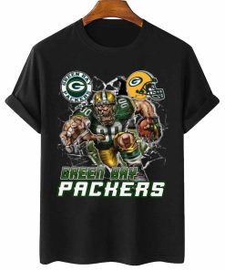 T Shirt Women 2 DSMC0212 Mascot Breaking Through Wall Green Bay Packers T Shirt