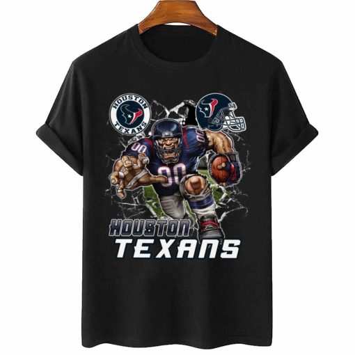 T Shirt Women 2 DSMC0213 Mascot Breaking Through Wall Houston Texans T Shirt