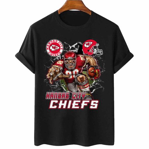 T Shirt Women 2 DSMC0216 Mascot Breaking Through Wall Kansas City Chiefs T Shirt