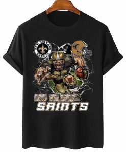T Shirt Women 2 DSMC0223 Mascot Breaking Through Wall New Orleans Saints T Shirt