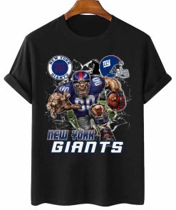 T Shirt Women 2 DSMC0224 Mascot Breaking Through Wall New York Giants T Shirt