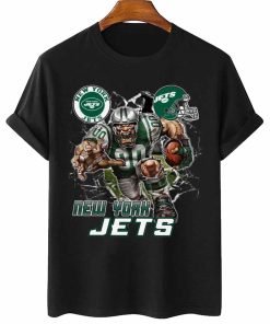 T Shirt Women 2 DSMC0225 Mascot Breaking Through Wall New York Jets T Shirt