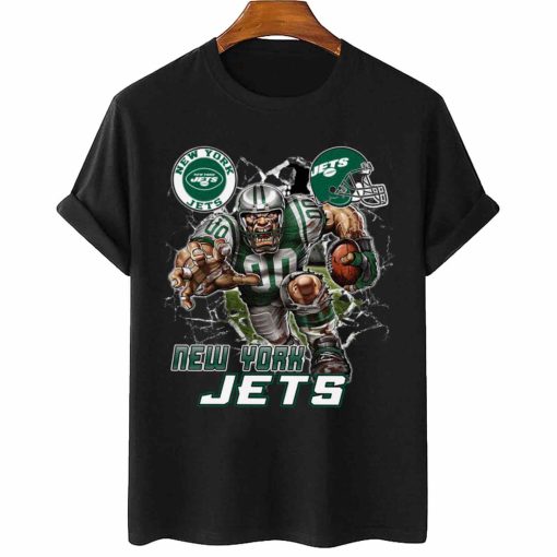 T Shirt Women 2 DSMC0225 Mascot Breaking Through Wall New York Jets T Shirt