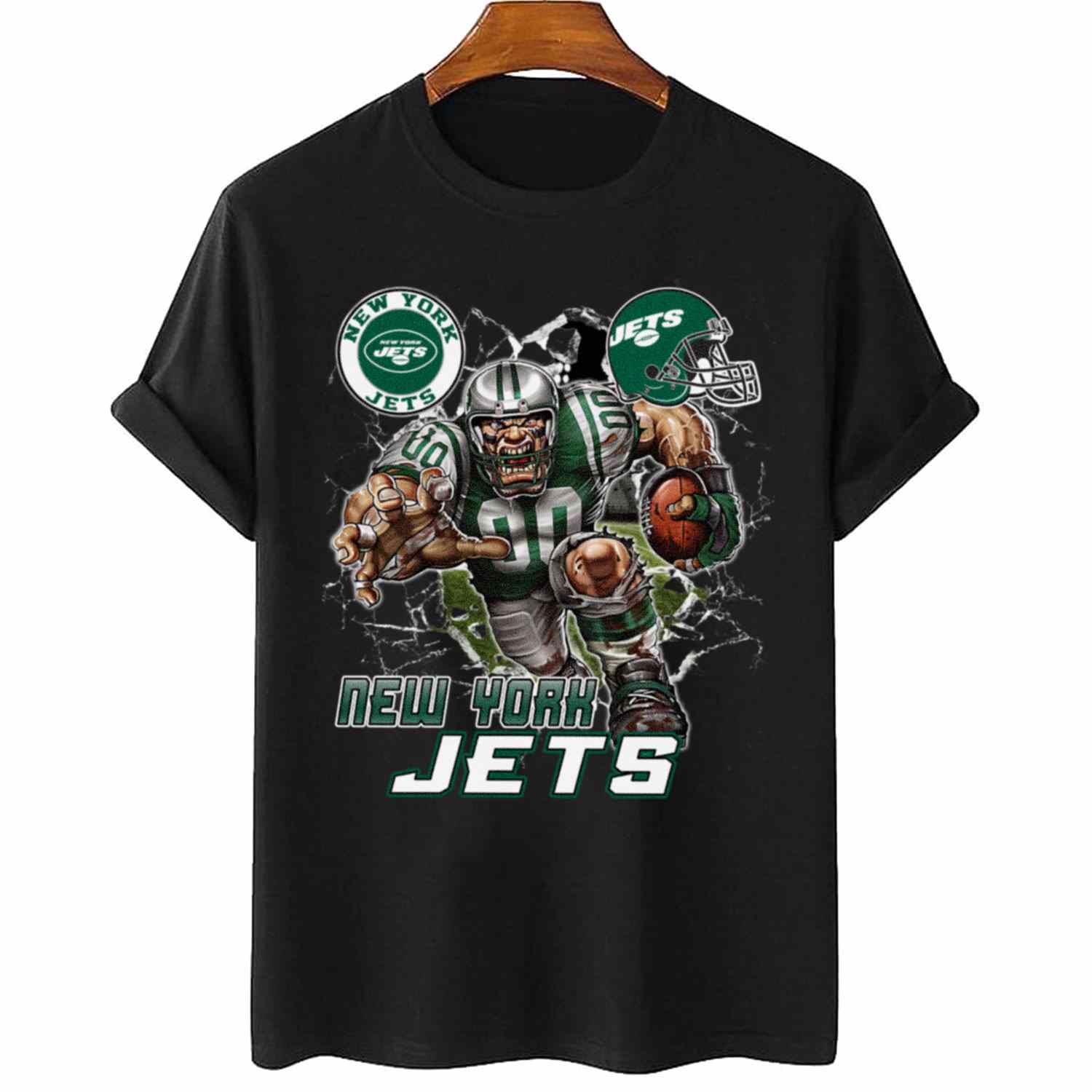 Mascot Breaking Through Wall New York Jets T-Shirt