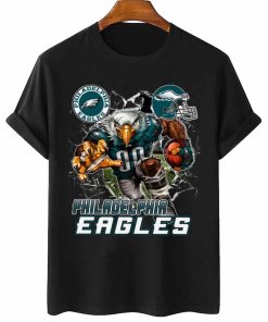 T Shirt Women 2 DSMC0226 Mascot Breaking Through Wall Philadelphia Eagles T Shirt