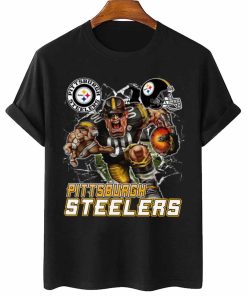 T Shirt Women 2 DSMC0227 Mascot Breaking Through Wall Pittsburgh Steelers T Shirt