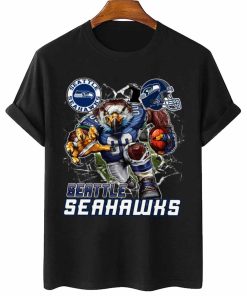 T Shirt Women 2 DSMC0228 Mascot Breaking Through Wall Seattle Seahawks T Shirt
