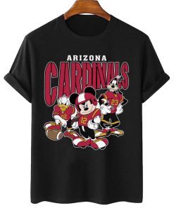 T Shirt Women 2 DSMK01 Arizona Cardinals Mickey Donald Duck And Goofy Football Team T Shirt