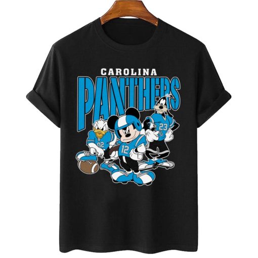 T Shirt Women 2 DSMK05 Carolina Panthers Mickey Donald Duck And Goofy Football Team T Shirt