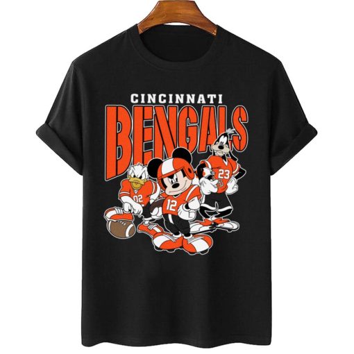 T Shirt Women 2 DSMK07 Cincinnati Bengals Mickey Donald Duck And Goofy Football Team T Shirt