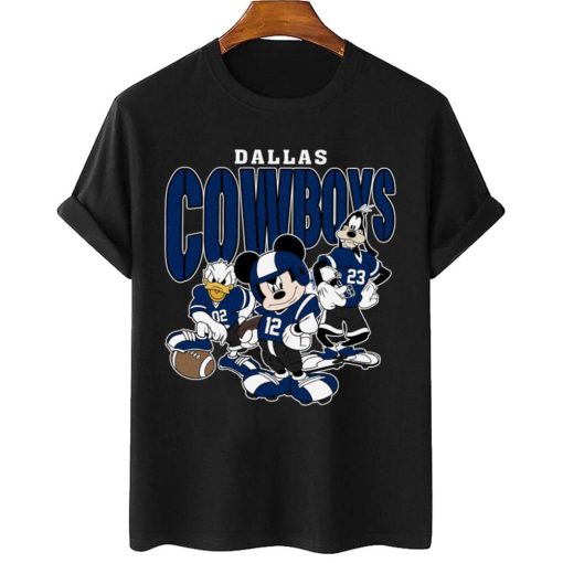 T Shirt Women 2 DSMK09 Dallas Cowboys Mickey Donald Duck And Goofy Football Team T Shirt