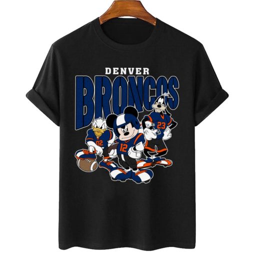 T Shirt Women 2 DSMK10 Denver Broncos Mickey Donald Duck And Goofy Football Team T Shirt