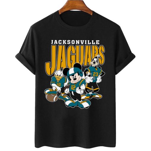 T Shirt Women 2 DSMK15 Jacksonville Jaguars Mickey Donald Duck And Goofy Football Team T Shirt