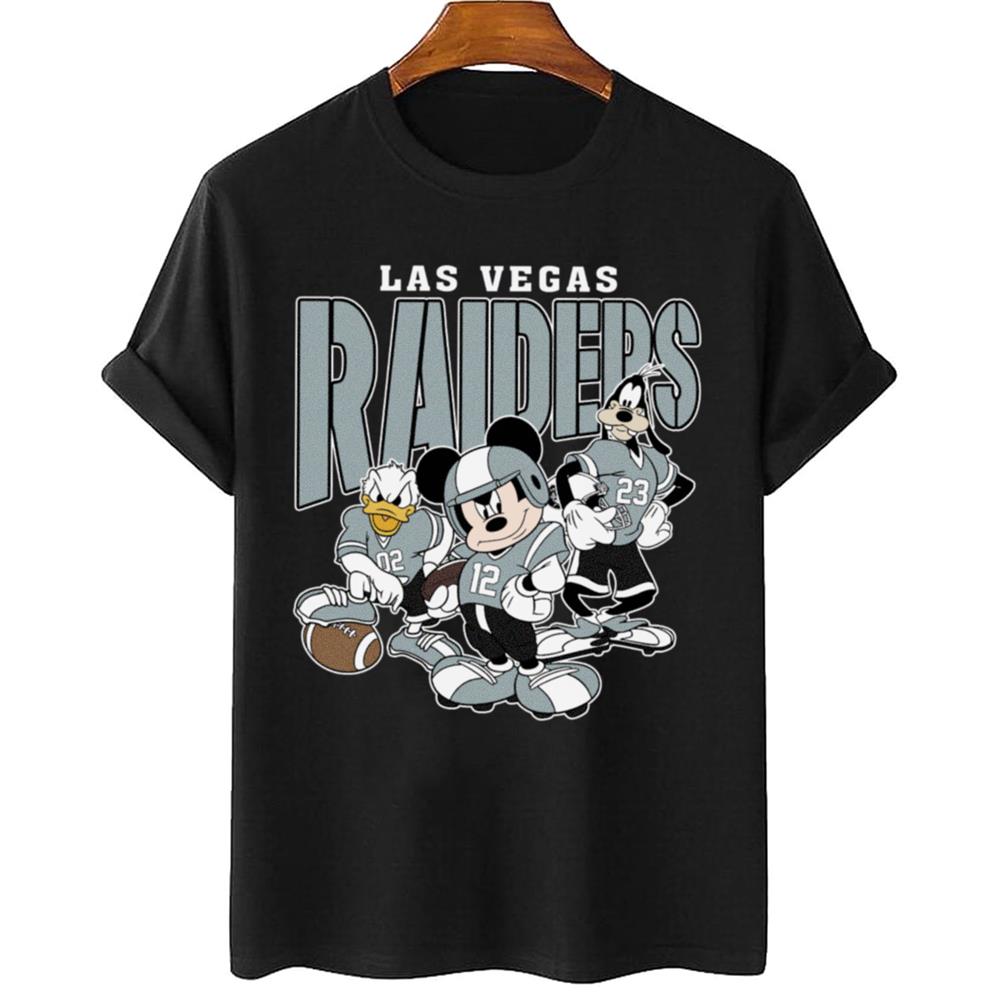 Las Vegas Raiders Mickey Donald Duck And Goofy Football Team T-Shirt